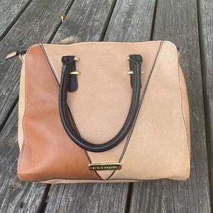 Steve Madden Brown Tan Faux Leather Top Handle Bag